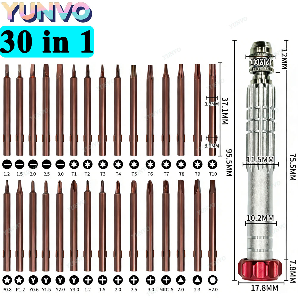 Micro Screwdriver Kit - 30-in-1 Magnetischer Präzisions-Schraubendreher-Satz, S2-Stahl-Bits, Reparatur-Werkzeugset für