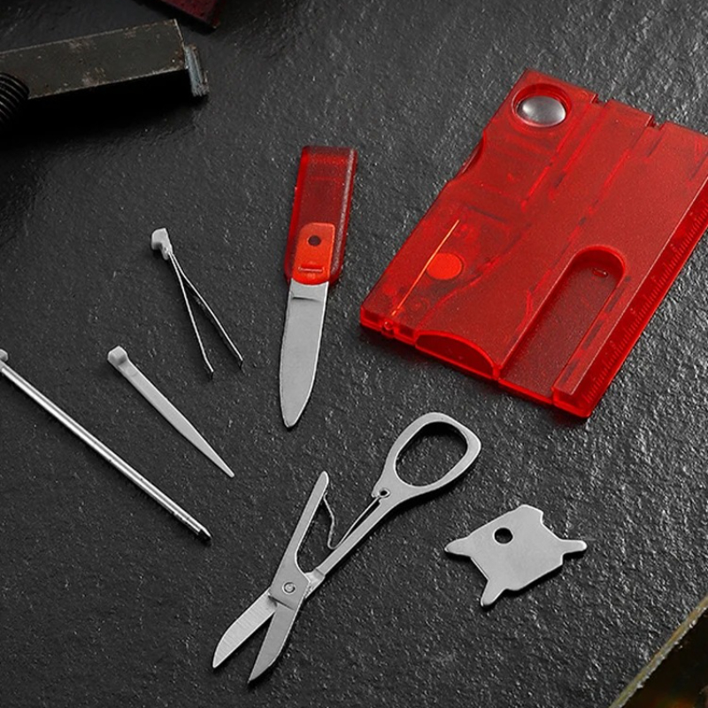 Multitool Credit Card - Ultradünnes Taschen-Multitool, 12-in-1, Kreditkartengröße, Outdoor, Camping,